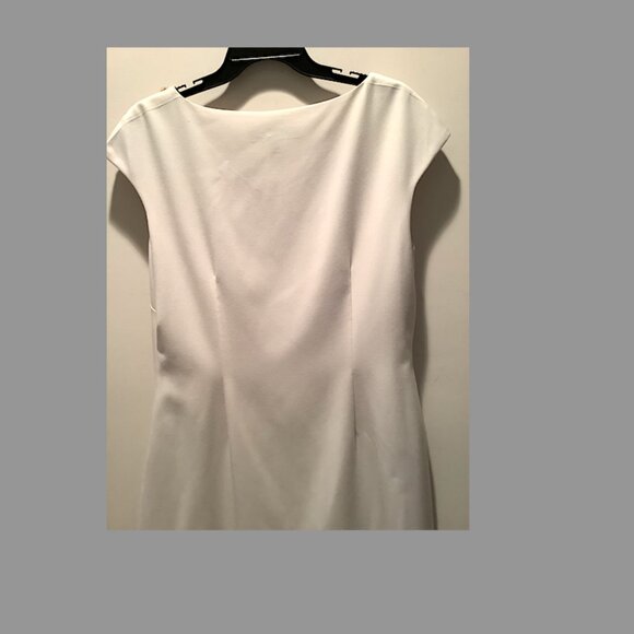 Nine West Sleeveless, Cream Dress w/ embellishments, Size 14, lined w/ side zip - Picture 9 of 16